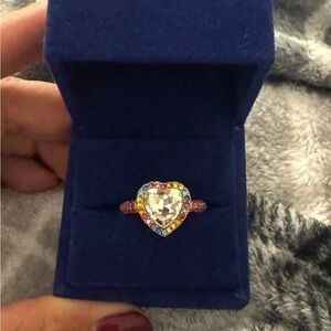 Kurt Geiger Heart-Shaped Opal Ring with Gold Accents Size 7